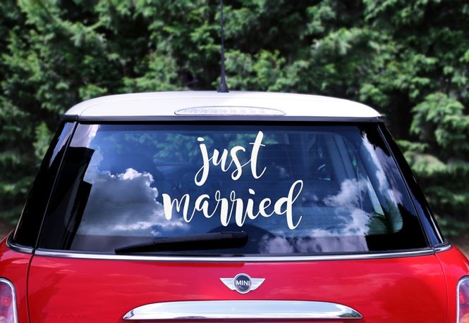 Hovedbilde Bilpynt Klistremerke Just Married 1 stk