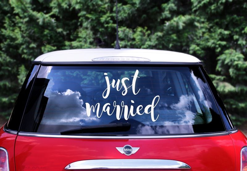 Bilpynt Klistremerke Just Married 1 stk