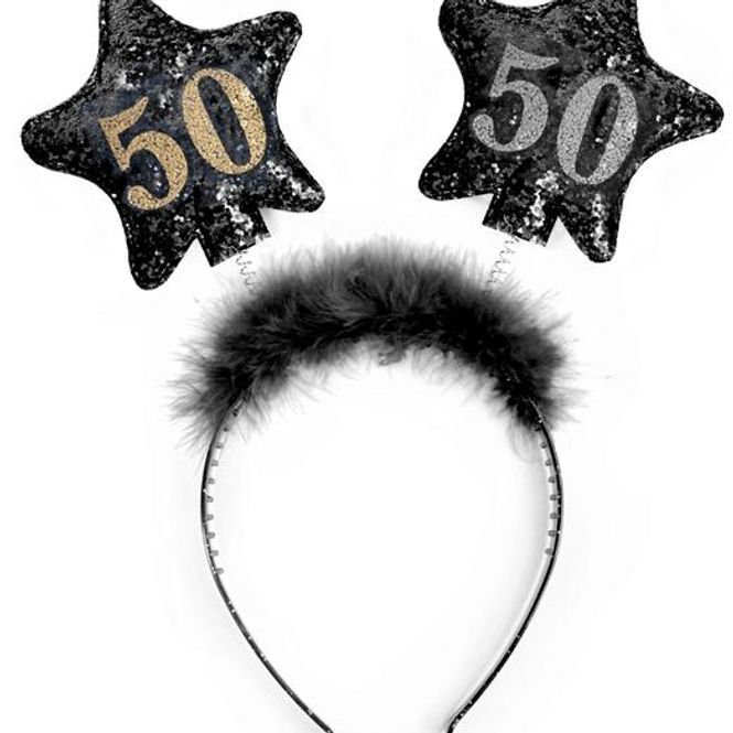 Hovedbilde Hårbøyle «50» med stjerner, svart