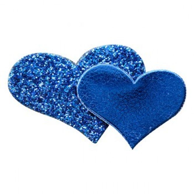 Hovedbilde Klistremerker Doble Glitter Hjerte Blå 12 stk
