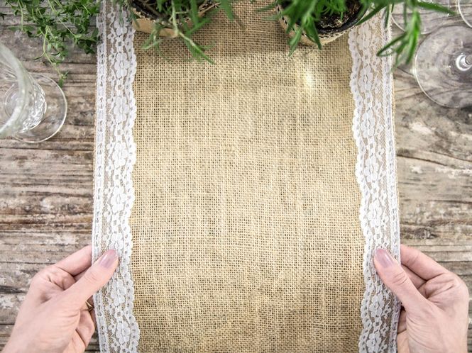 Hovedbilde Bordløper Jute Blondekant