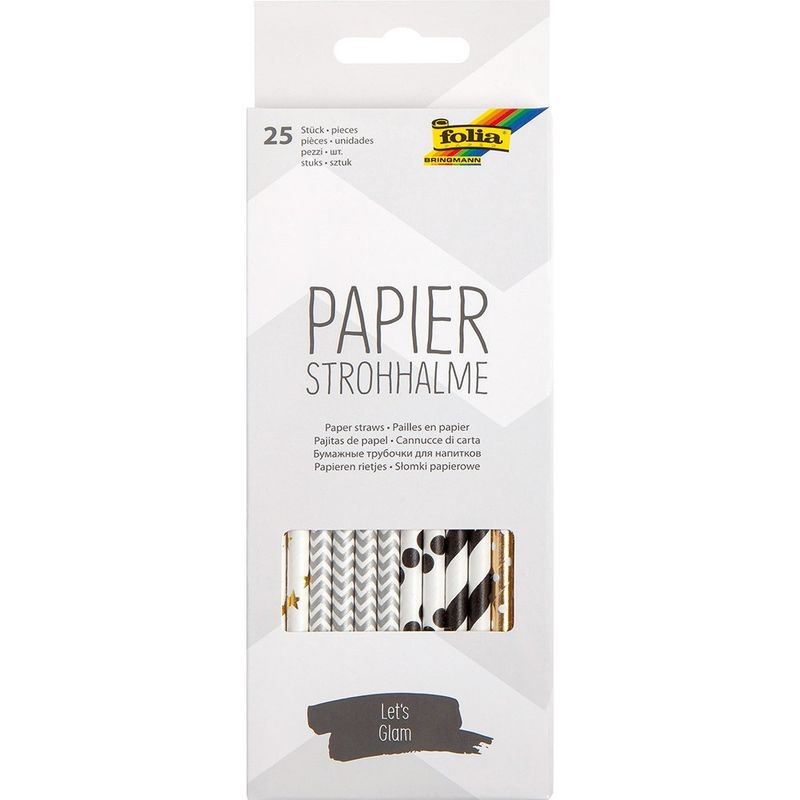 Papirsugerør: Folia Papirsugerør 25 stk  Let's Glam