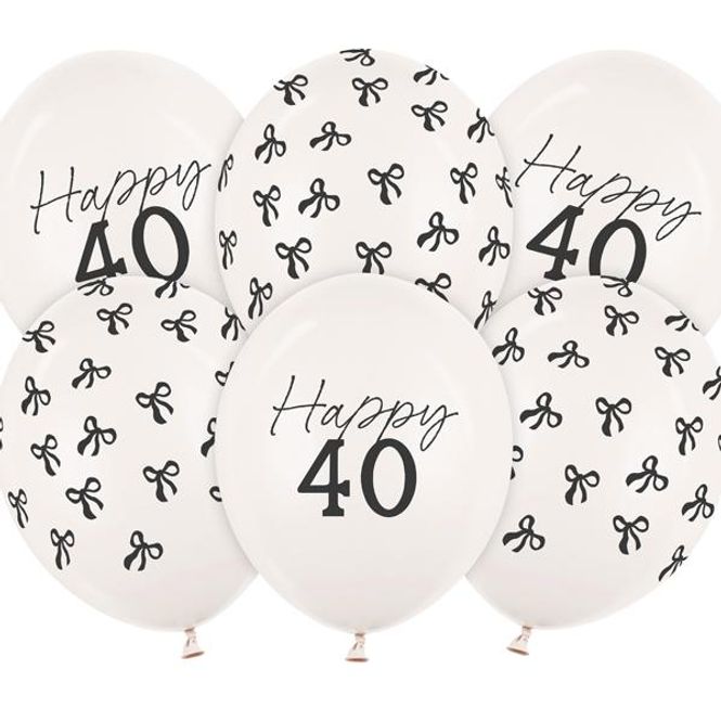 Hovedbilde Ballonger 30 cm, Happy 40, Pastel Offwhite (6 ...