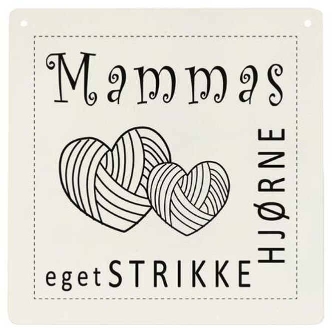 Hovedbilde Metallskilt firkantet Strikkehjørne 15,5×15,5 cm