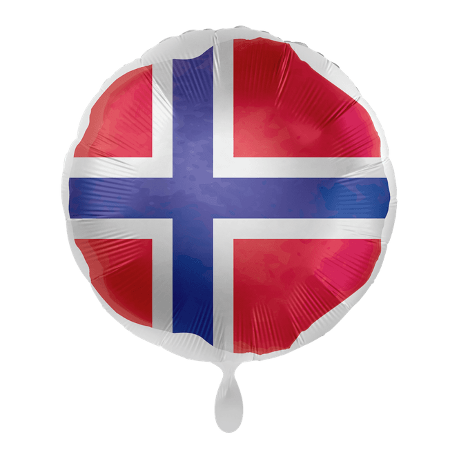 Hovedbilde Folieballong norsk flagg rund 43 cm