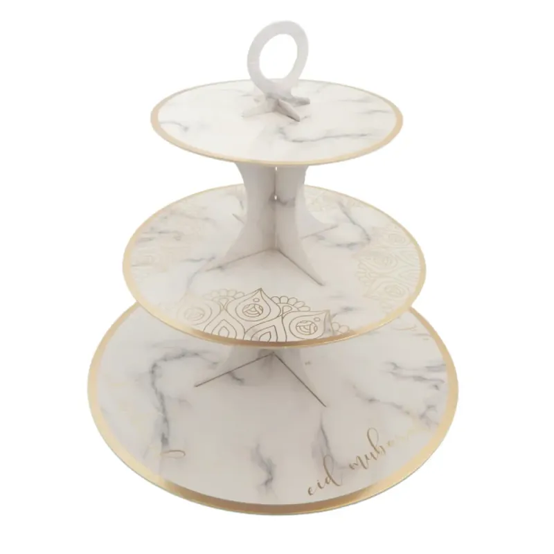 Eid Mubarak Bordløper i Stoff Marble & Gold