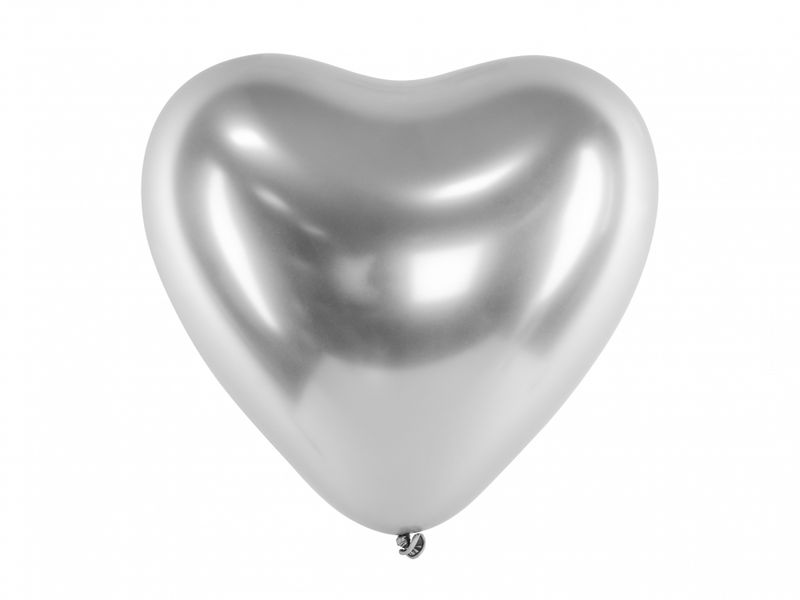 Hjerte Ballonger Sølv 5 stk