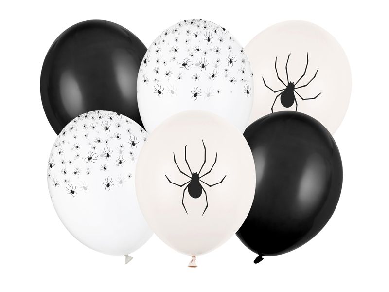 Ballonger 30 cm, edderkopp, fargemix (6 stk)