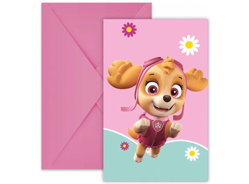 Paw Patrol Skye & Everst - Invitasjoner med konvolutt 6 stk