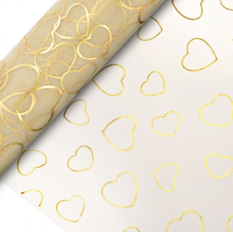 Organza Hjerter Gull 10m