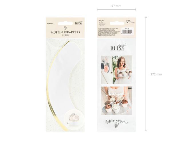 Hovedbilde Muffinsomslag Hvit med Gullkant