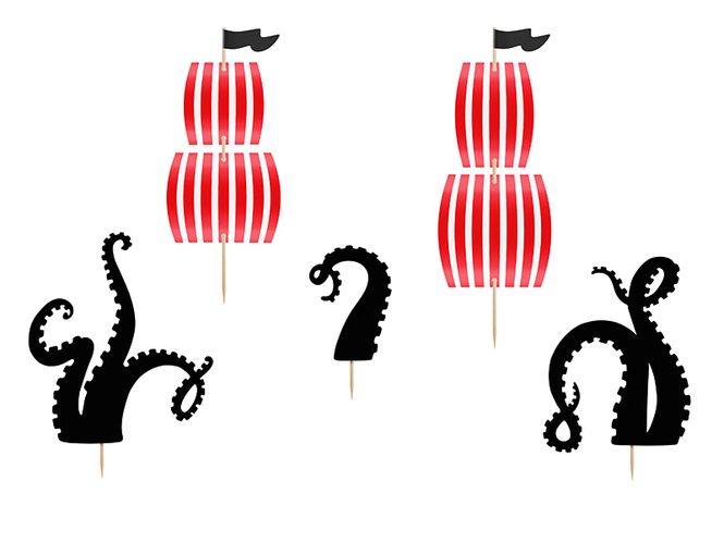 Hovedbilde Kaketopper Piratfest, mix, 13.5- 21 cm: (5 stk)