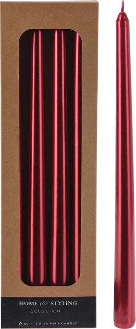 Hovedbilde Kronelys Rød metallfinish 4 stk