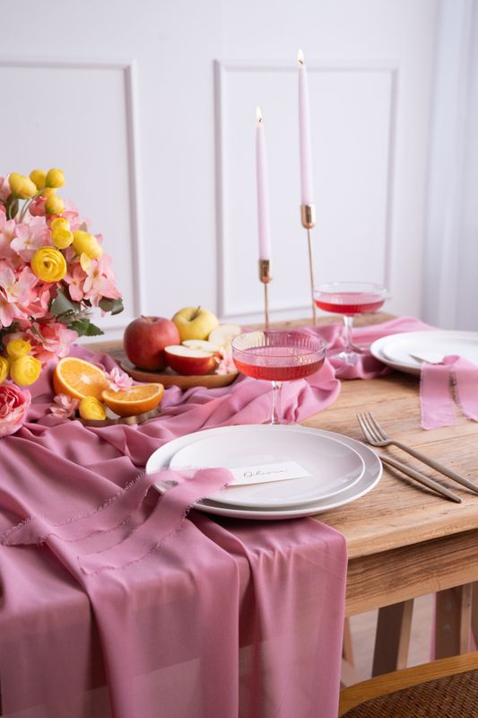 Chiffon bordløper Mørk Rosa 48 cm x 5 m