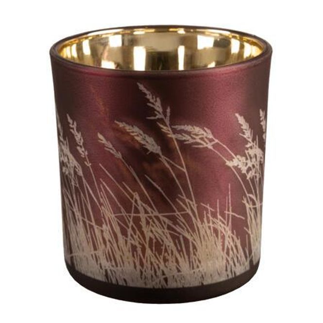 Hovedbilde Lysglass Strå Matt Plomme 7,3x8 cm