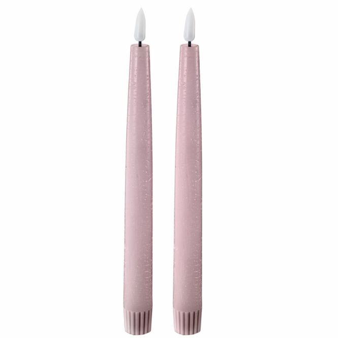 Hovedbilde Led lys - Kronelys Pastell rosa, 22 cm 