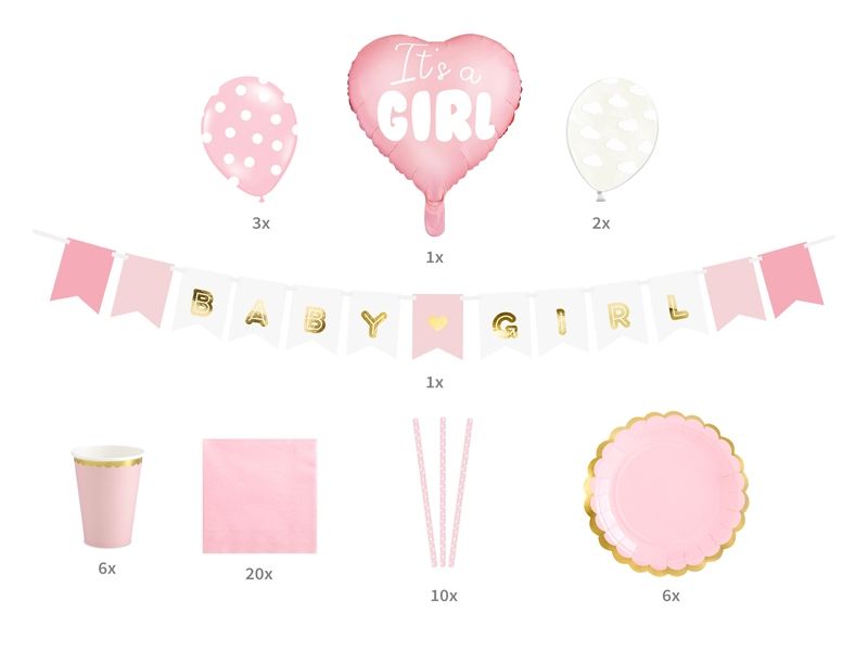 Babyshower sett Jente - 49 deler