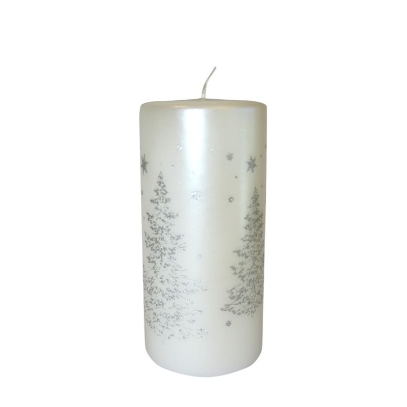 Kubbelys 7x15cm hvit m/sølv juletrær