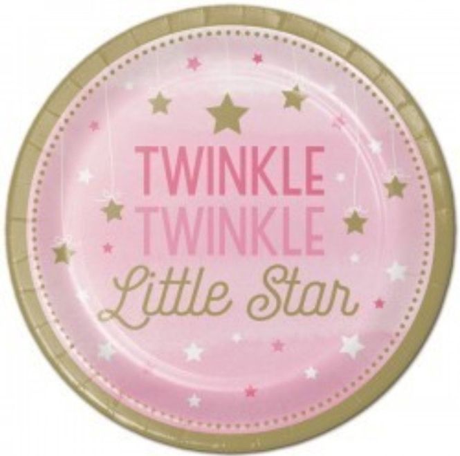Hovedbilde Rosa Stjerne Middag Papptallerken 8 stk