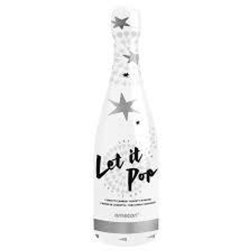 Konfetti Flaske Stjerneformet Sølvfolie - 32 cm